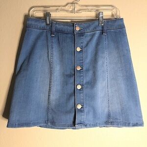 Celebrity Pink Button Front Denim Mini Skirt 9/29